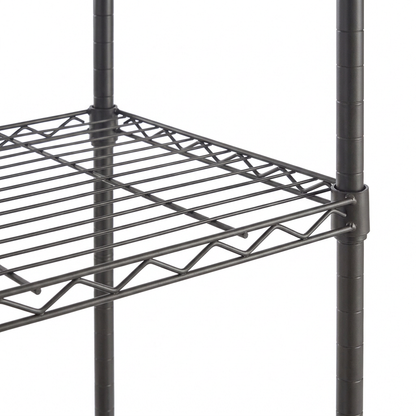 Carbon grey wire shelf and post close-up