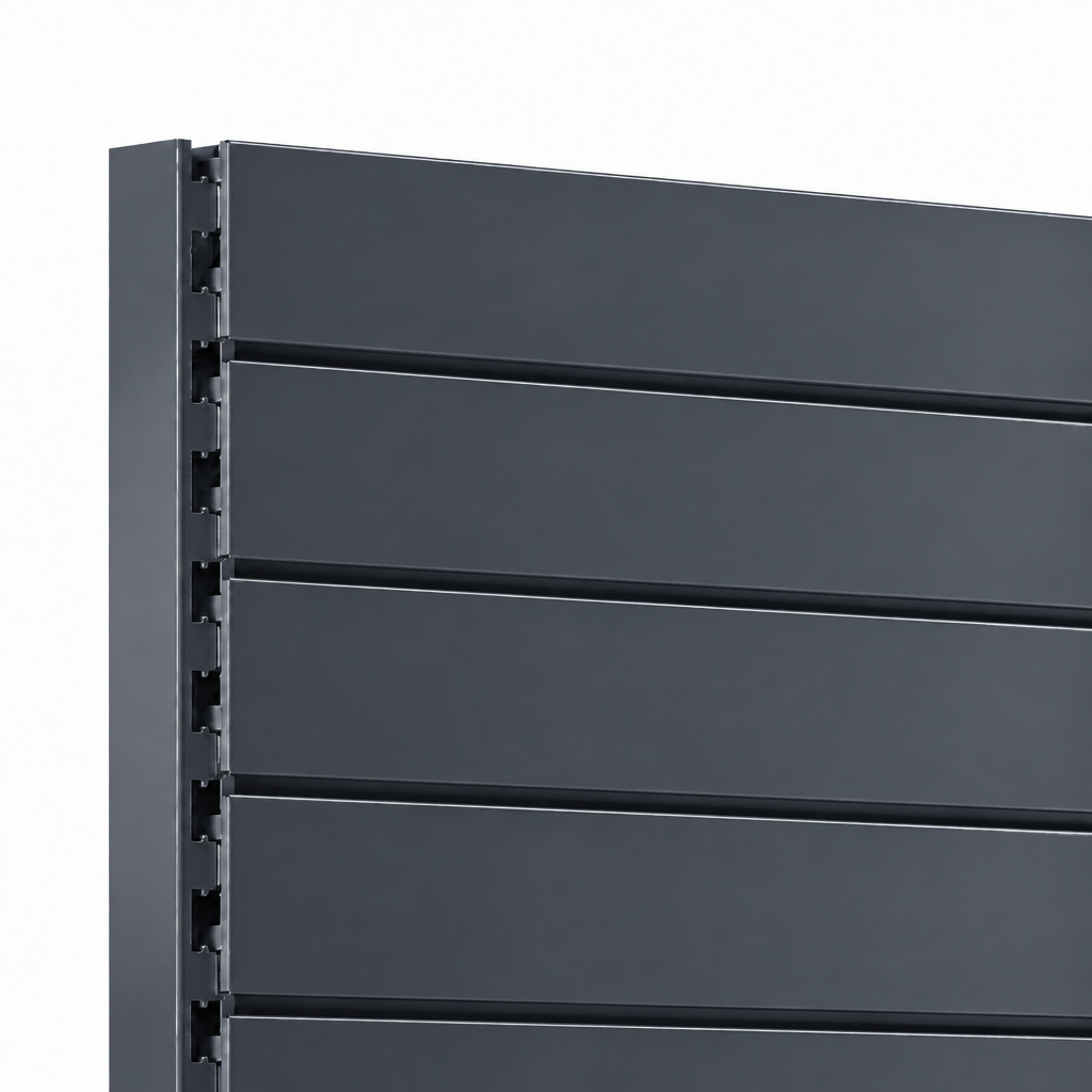 Dark Grey Retail Shelving Modular Gondola Unit with Slatwall Back Panels - H1400 x W1000mm