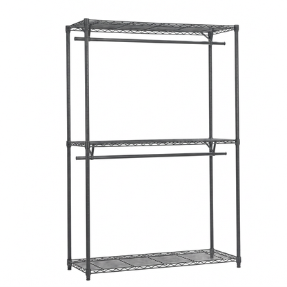 Wide carbon grey two-rail clothes rack cut-out