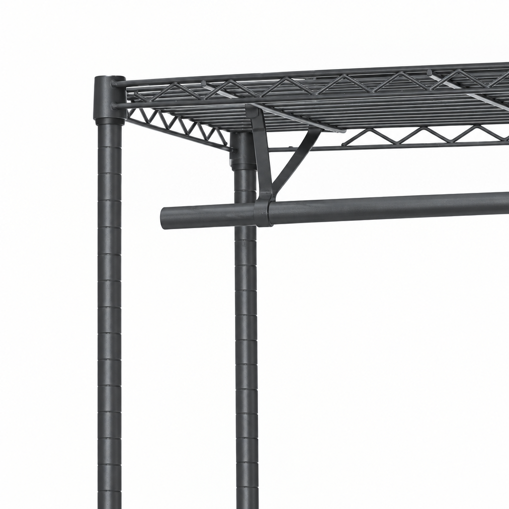 Carbon Grey Wire Clothes Rack - 1 x Rail & 2 x Shelves - H1800 x D450mm
