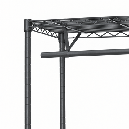 Carbon Grey Wire Clothes Rack - 1 x Rail & 2 x Shelves - H1800 x D450mm