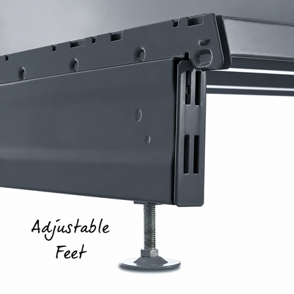 Dark Grey Retail Shelving Modular Gondola Unit - Perforated Back Panels, Single Arms, Tickets Holders