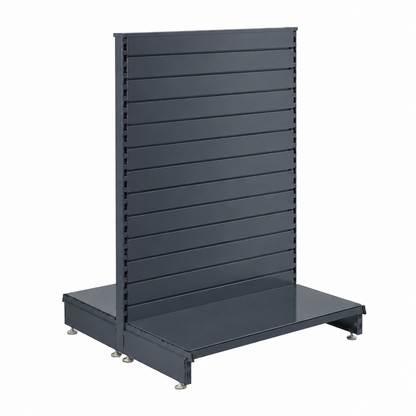 Dark Grey Retail Shelving Modular Gondola Unit with Slatwall Back Panels - H1400 x W1000mm