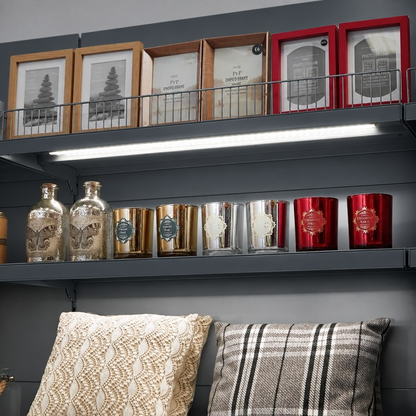 Dark Grey Retail Wall Shelving with LED Lighting - H1800 x W1000mm - 4 Shelves
