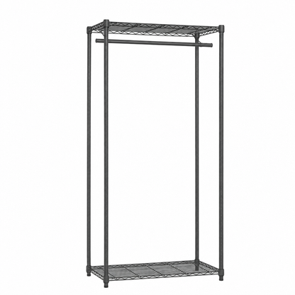 Carbon Grey Wire Clothes Rack - 1 x Rail & 2 x Shelves - H1800 x W900 x D450mm