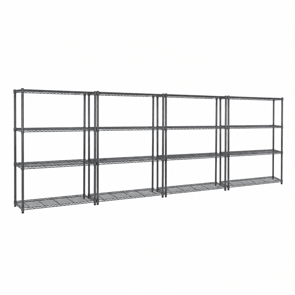 4 x 4 Tier Carbon Grey Wire Shelving Units - H1800 x D450mm