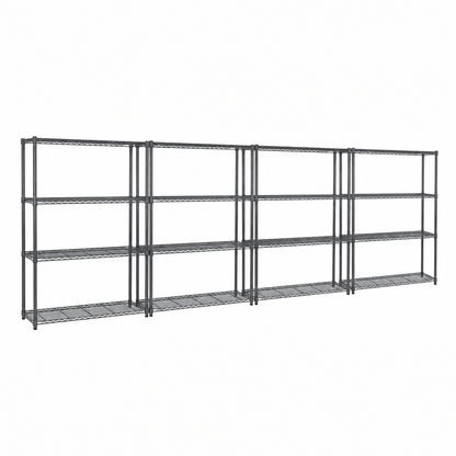 4 x 4 Tier Carbon Grey Wire Shelving Units - H1800 x D450mm