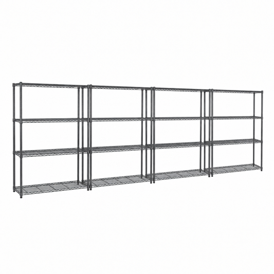 4 x 4 Tier Carbon Grey Wire Shelving Units - H1800 x D450mm