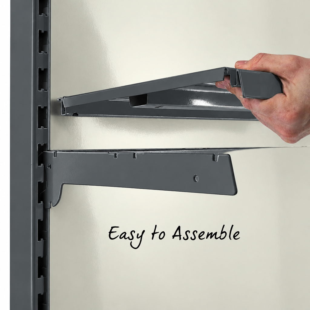 Dark Grey Retail Wall Shelving with LED Lighting - H1800 x W1000mm - 4 Shelves