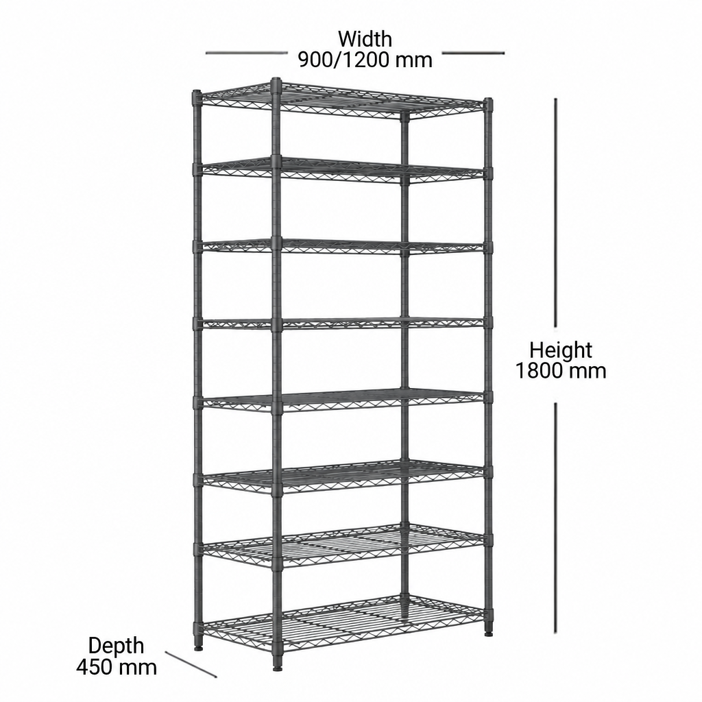 8 tier carbon grey wire shelving unit