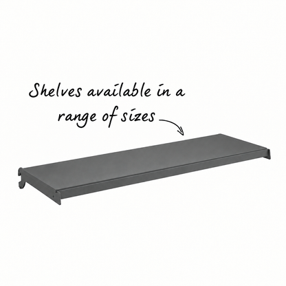 Dark Grey steel retail shelf and brackets
