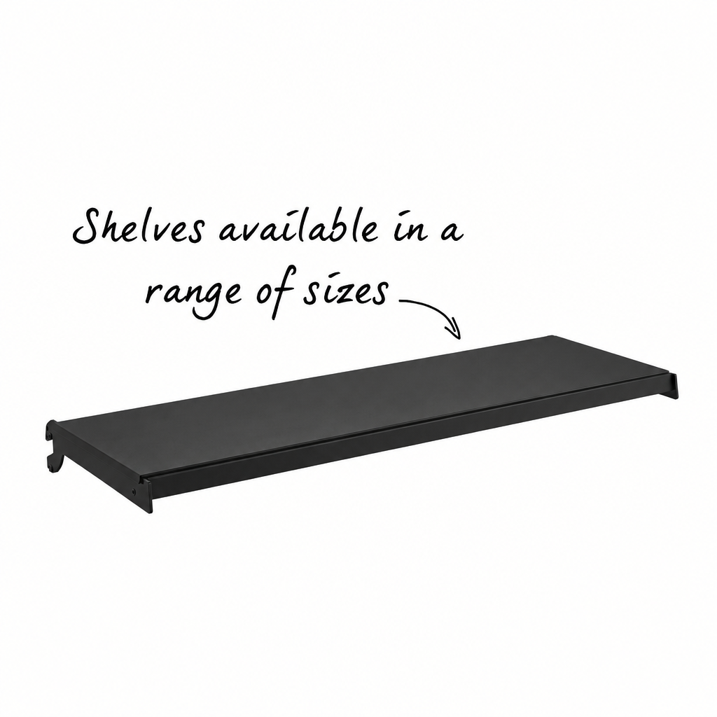 Black retail shelving shelf and brackets
