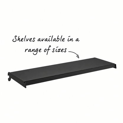 Black retail shelving shelf and brackets