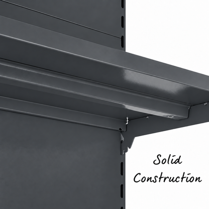 Dark grey shelf construction detail
