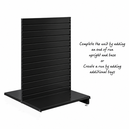 Black Retail Shelving Modular Gondola Unit with Slatwall Back Panels - H1400 x W1000mm