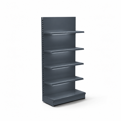 Dark Grey Retail Wall Shelving with LED Lighting - H1800 x W1000mm - 4 Shelves