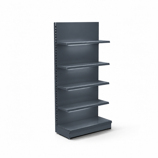 Dark Grey Retail Wall Shelving with LED Lighting - H1800 x W1000mm - 4 Shelves