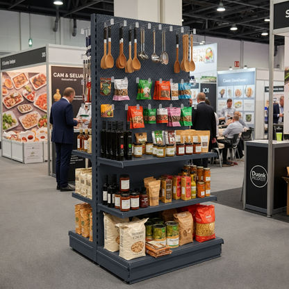 Dark Grey RAL 7015 gondola at food exhibition