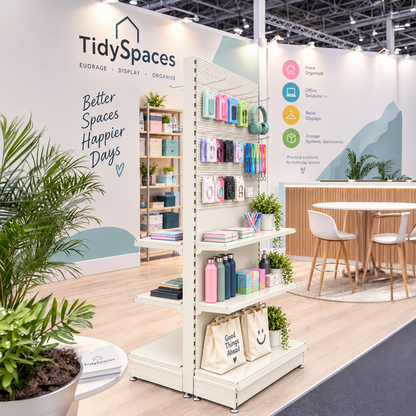 Jura White RAL 9001 gondola stationery exhibition display