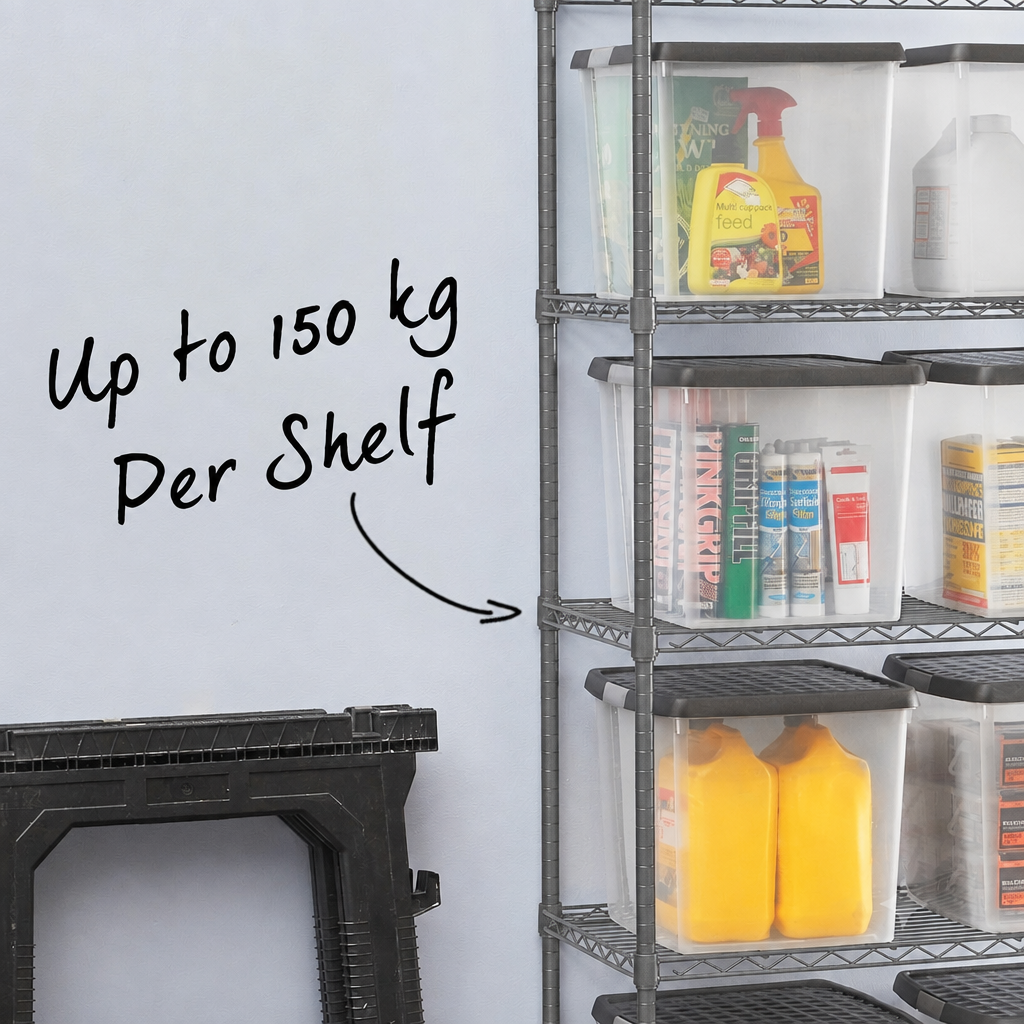 Carbon grey wire shelving detail