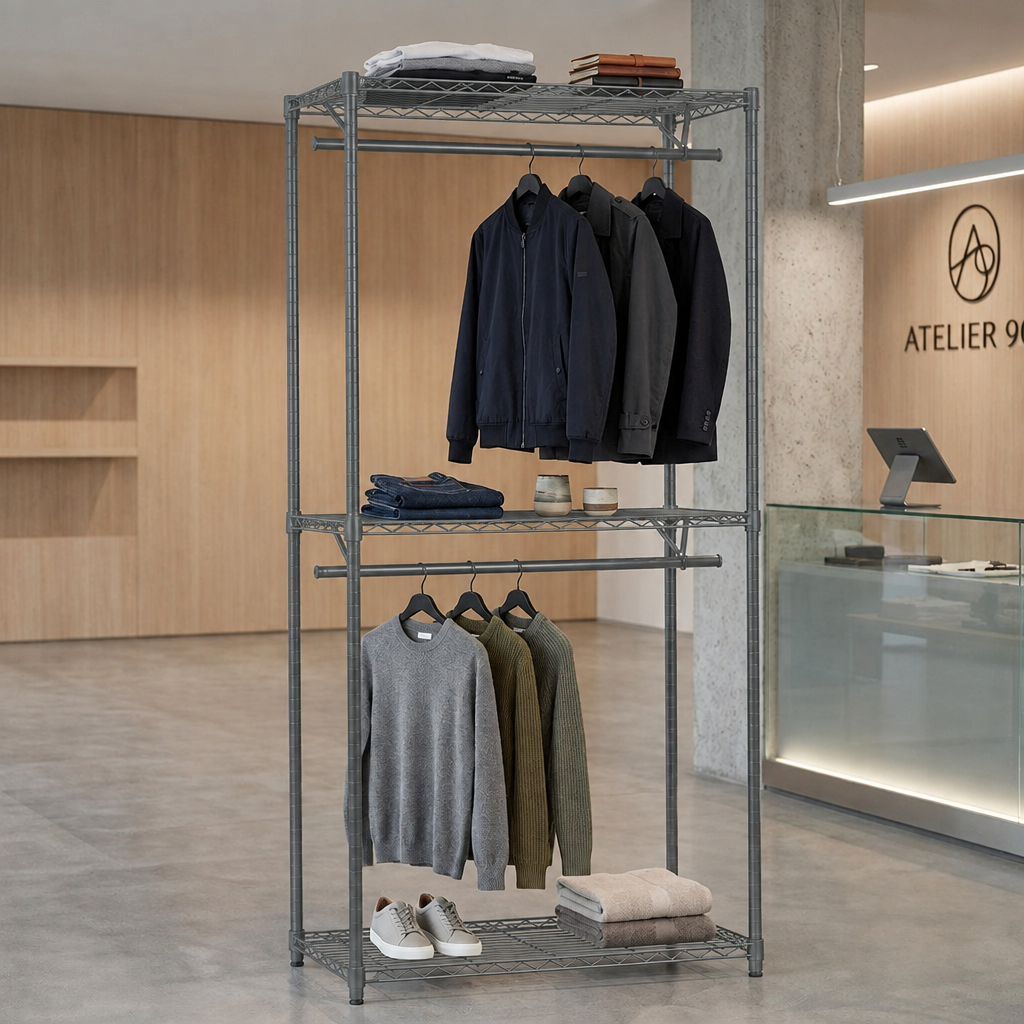 Carbon Grey Wire Clothes Rack lifestyle image