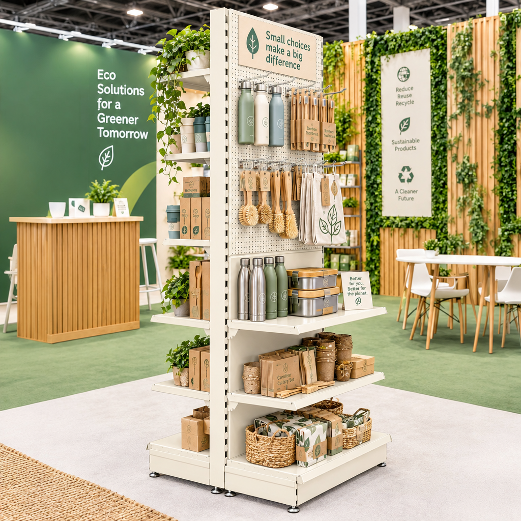 Jura White RAL 9001 gondola at an eco-products exhibition