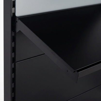 Black Retail Wall Shelving - 5 x H2100mm Bays With 470mm Base Shelf