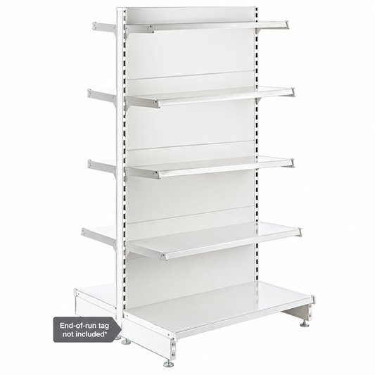 Jura White Retail Shelving Modular Gondola Unit - 8 x 370mm Shelves - H1800mm