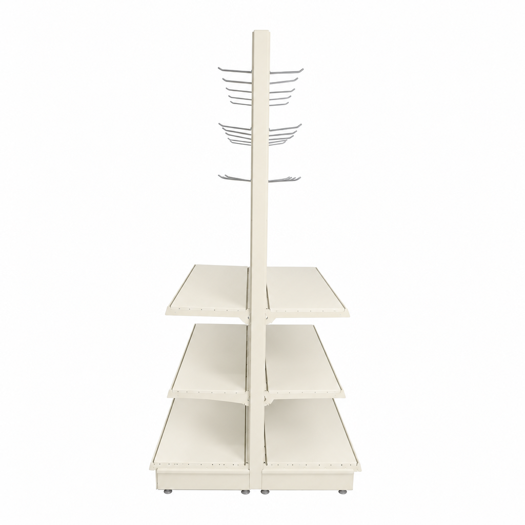 Jura White RAL 9001 double-sided trade stand end view