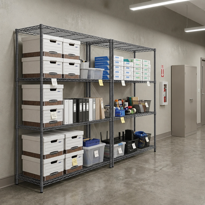 4 tier carbon grey wire shelving unit - H1800 x D450mm