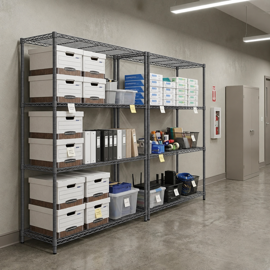 4 tier carbon grey wire shelving unit - H1800 x D450mm