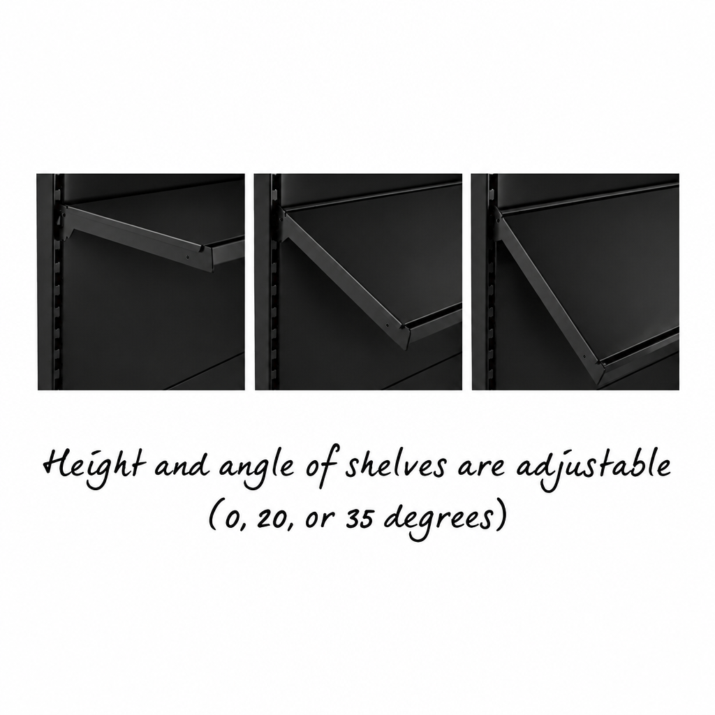 Black shelving adjustable shelf angles