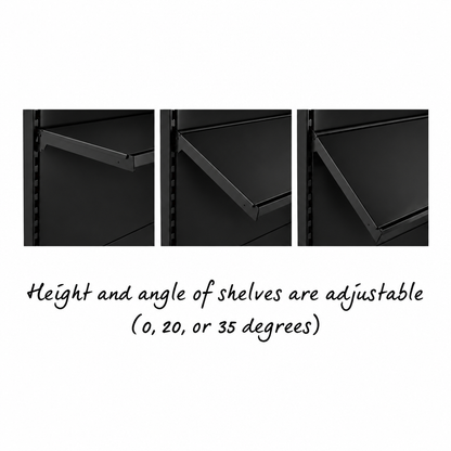Black shelving adjustable shelf angles
