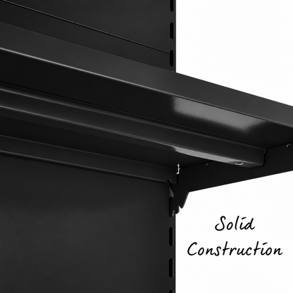 Black shelf underside and solid construction detail