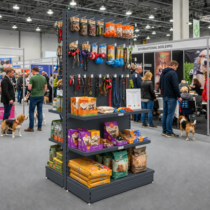 Dark Grey RAL 7015 gondola at pet exhibition