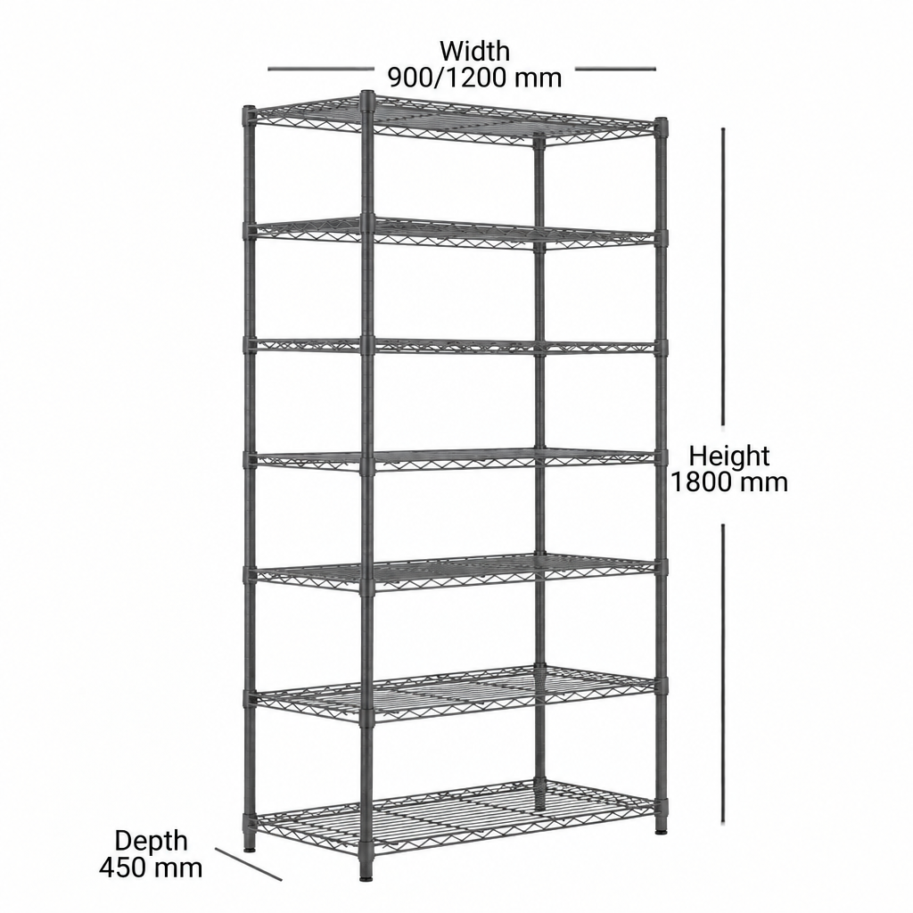 7 tier carbon grey wire shelving unit