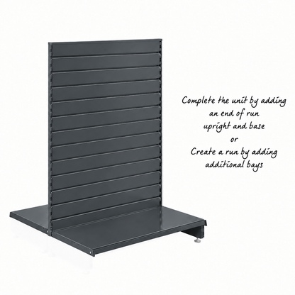 Dark Grey Retail Shelving Modular Gondola Unit with Slatwall Back Panels - H1400 x W1000mm