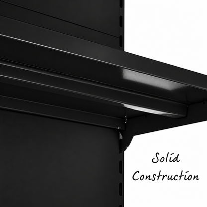 Black shelving construction detail