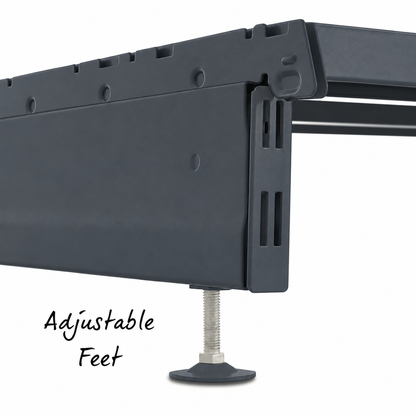 Dark Grey RAL 7015 base leg and adjustable foot detail.