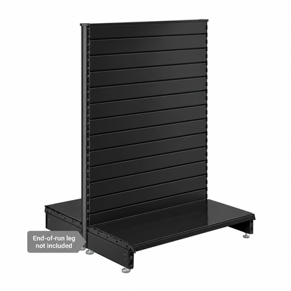 Black Retail Shelving Modular Gondola Unit with Slatwall Back Panels - H1400 x W1000mm