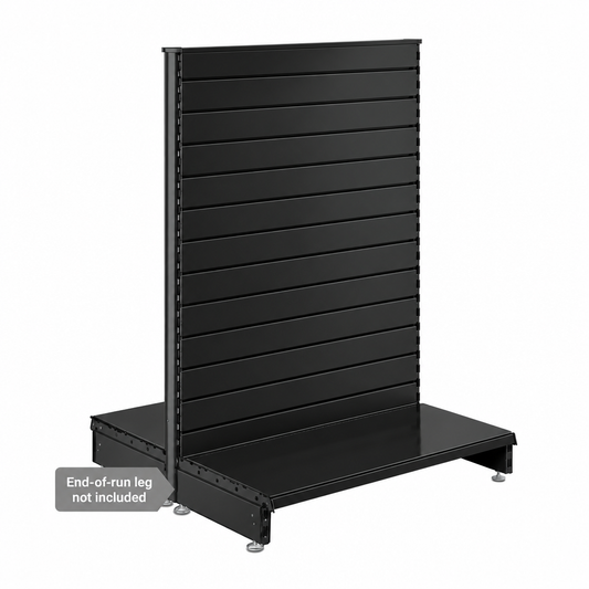 Black Retail Shelving Modular Gondola Unit with Slatwall Back Panels - H1400 x W1000mm