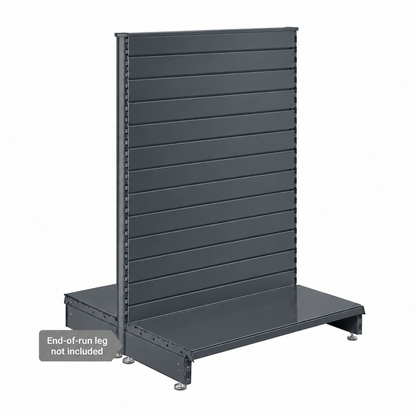Dark Grey Retail Shelving Modular Gondola Unit with Slatwall Back Panels - H1400 x W1000mm
