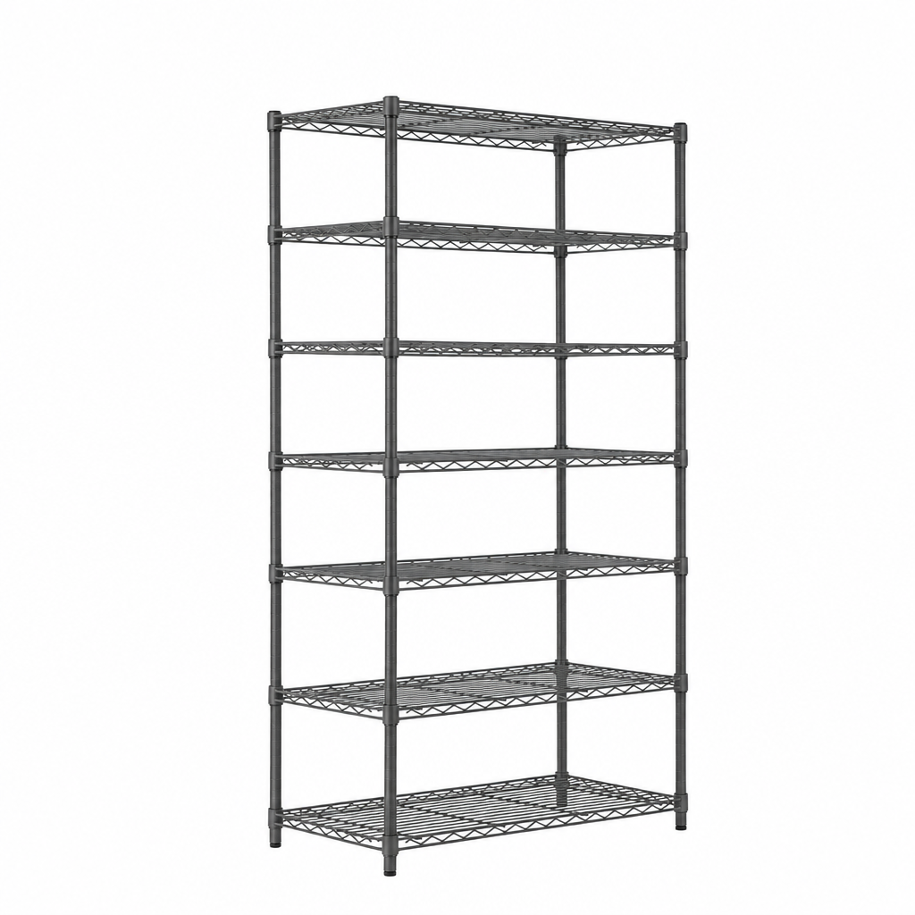 7 Tier Carbon Grey Wire Shelving Unit - D450mm