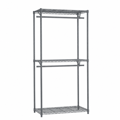 Carbon Grey Wire Clothes Rack - H1800mm - 2 x Rail & 3 x Shelves