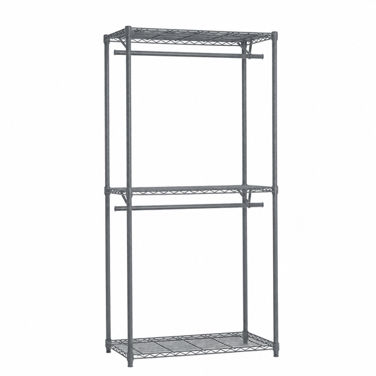 Carbon Grey Wire Clothes Rack - H1800mm - 2 x Rail & 3 x Shelves