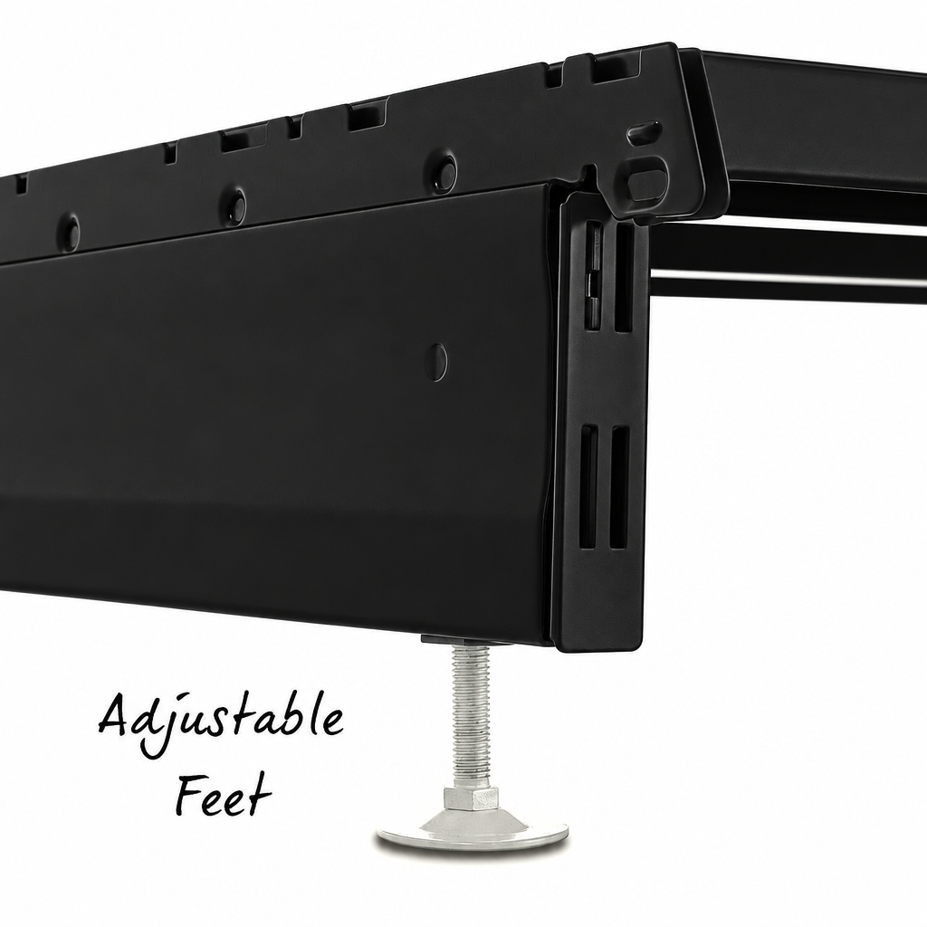 Black base leg and silver adjustable foot