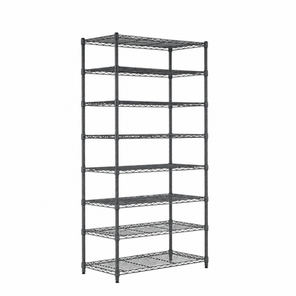 8 Tier Carbon Grey Wire Shelving Unit - D450mm