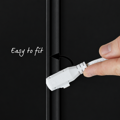 LED connector on black shelving