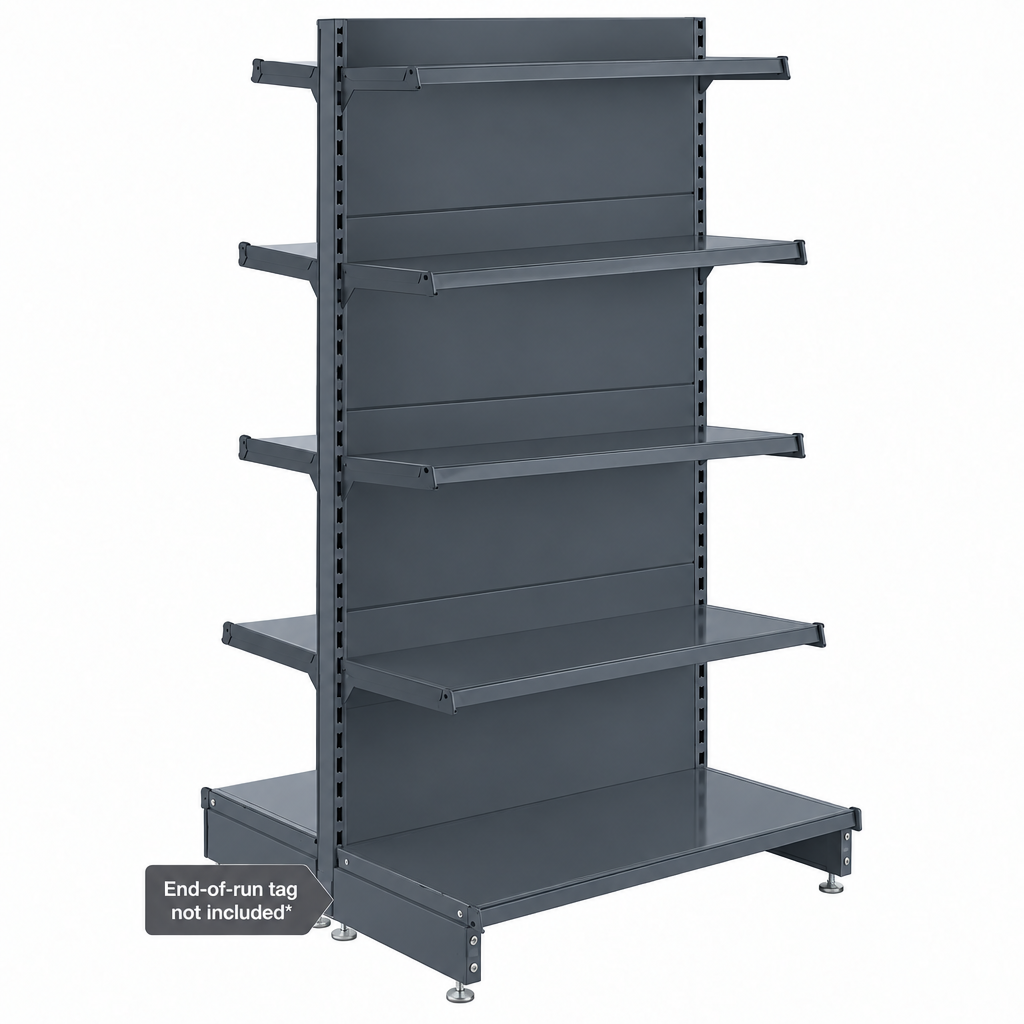 Dark Grey RAL 7015 modular gondola shelving product view.
