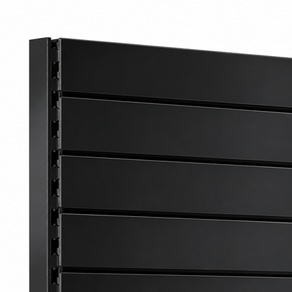 Black Retail Shelving Modular Gondola Unit with Slatwall Back Panels - H1400 x W1000mm